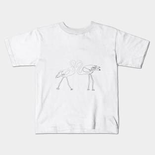 Flamingo Couple Lovers in  Single Line Art Kids T-Shirt